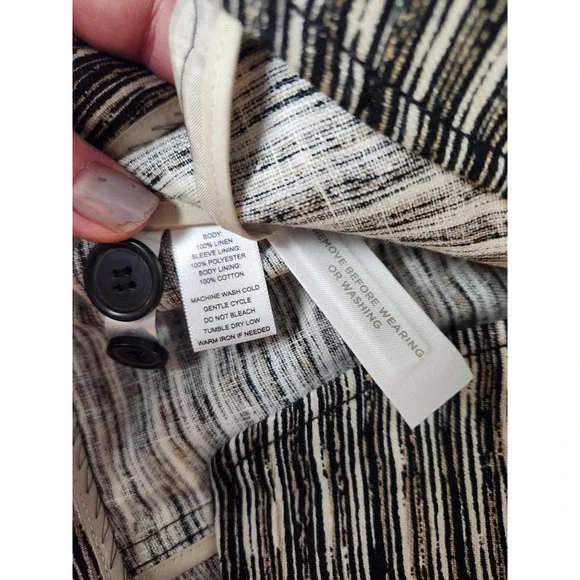 Ann Taylor Loft Womens Blazer Jacket Multicolor Striped Buttons Pleated Linen‎ 4 - Picture 6 of 6